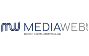 Logotipo de MediaWeb en los colores de su marca sobre un fondo transparente