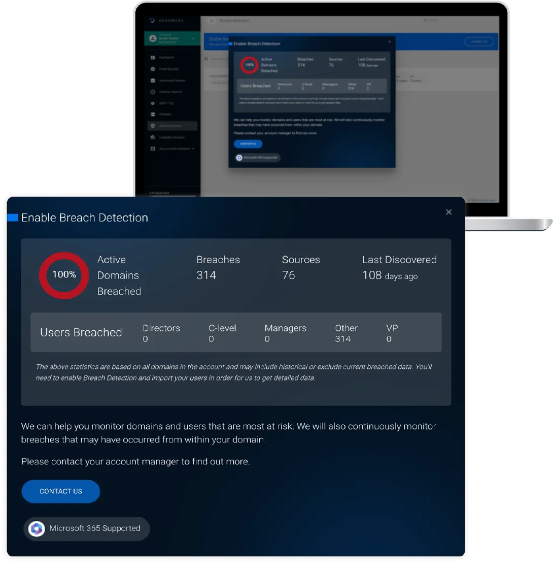 Breach detection 1 Un portátil y una tableta con el mismo contenido, colocados uno junto al otro sobre un escritorio.