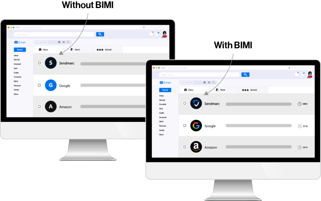 Comparisons Between Bimi And Non-Bimi Emails In A Desktop Inbox