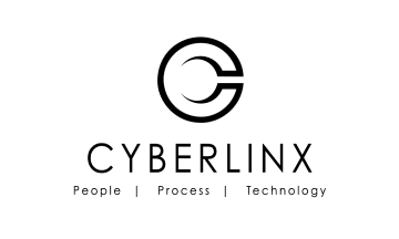 Logo de Cyberlinx en negro sobre un fondo transparente
