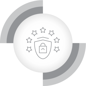 A Lock Inside Of A Shield Icon With Signal Stripes Attached To The Outside Of The Icon