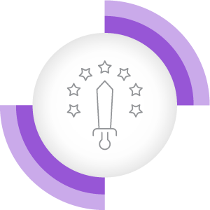A Sword Surrounded By Seven Stars On The Top With Signal Stripes Attached To The Outside Of The Icon