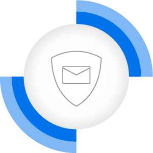 An Envelope Inside Of A Shield Icon With Signal Stripes Attached To The Outside Of The Icon