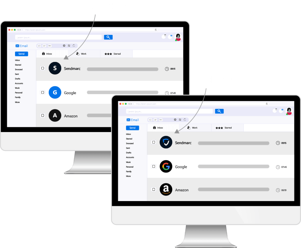 Comparisons Between Bimi And Non-Bimi Emails In A Desktop Inbox -4