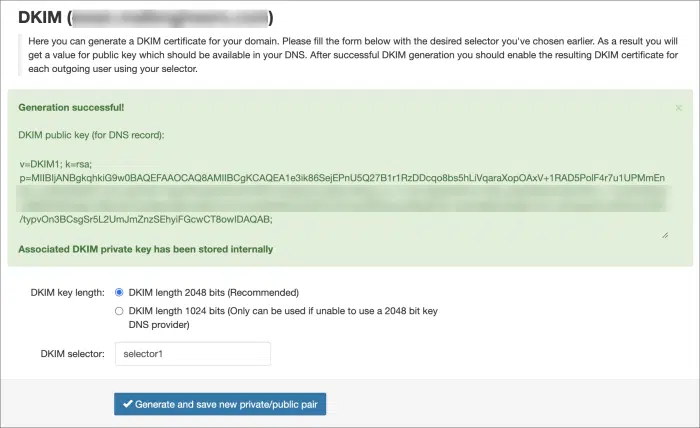 Captura de pantalla 1 de DKIM de N-Able Mail Assure