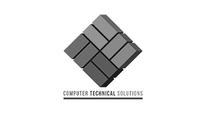 Logo de Computer Technical Solutions en escala de grises sobre un fondo transparente