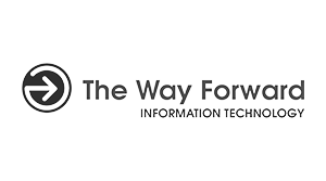 Logo de The Way Forward Information Technology en escala de grises sobre un fondo transparente