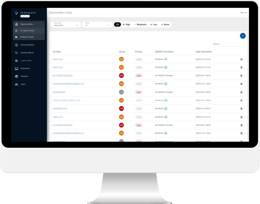El portal de clientes y el portal de socios de Sendmarc facilitan el trabajo con DMARC.
