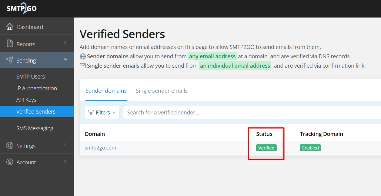 Smtp2Go Dkim Screenshot 4