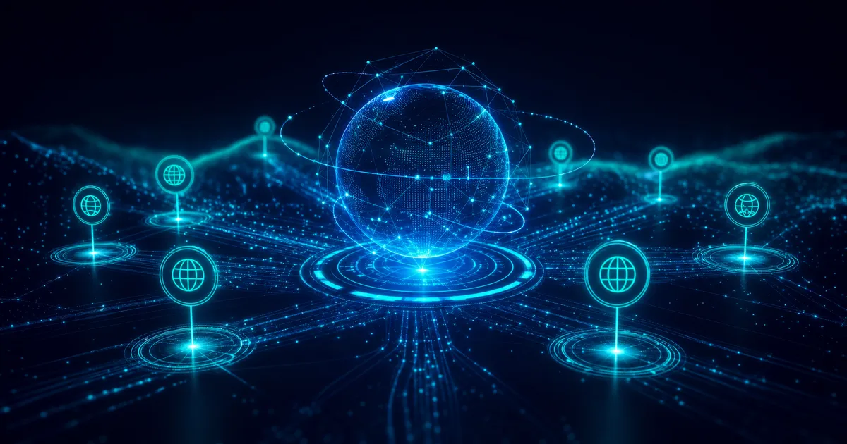 Digital Globe With Multiple Website Domain Icons In A Cyber Network