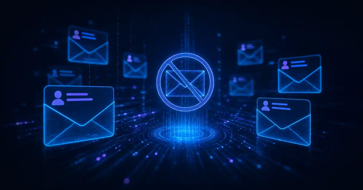 Email icons with generic sender data in a digital cyber environment that represents an SPF record being missing