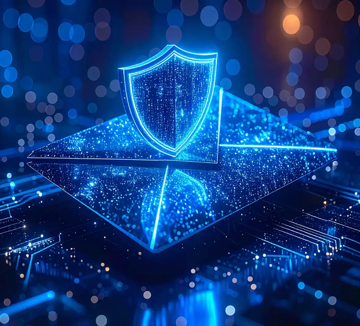 Digital Image Of A Shield On An Email Envelope
