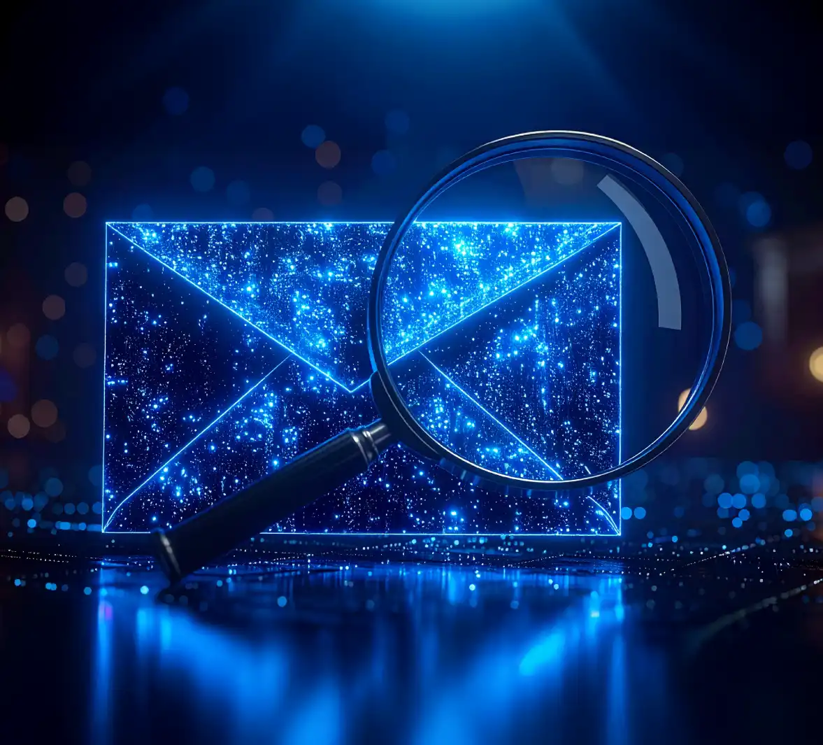 Digital Email Envelope With A Magnifying Glass