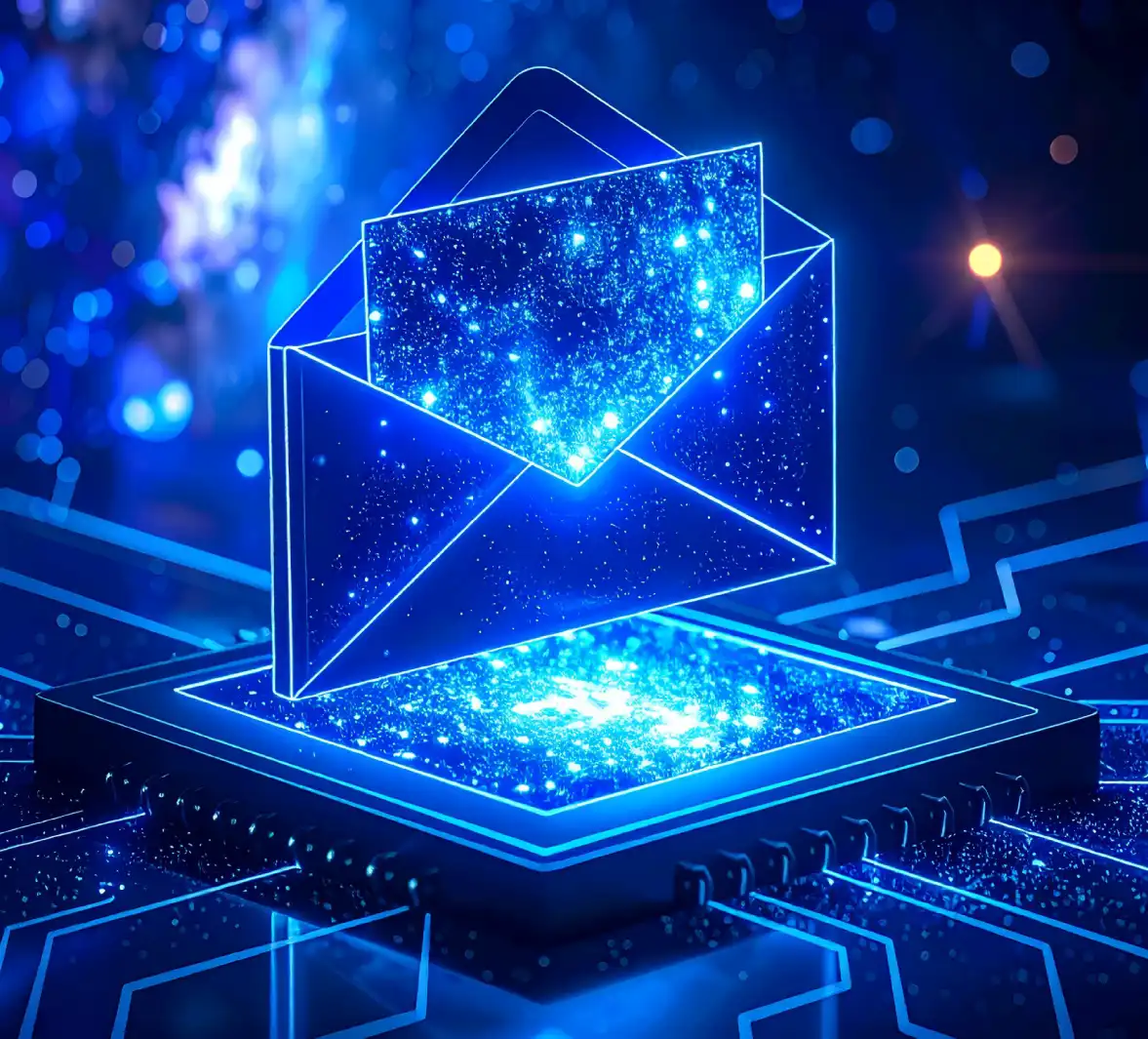 Open Blue Shining Email Envelope