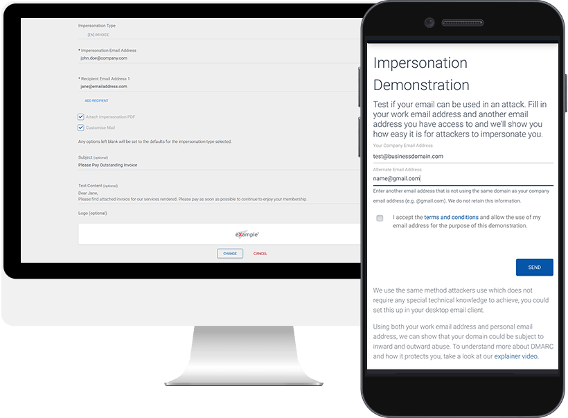 Servicios de DMARC gestionados creados para el crecimiento de los MSP 6 Demostración de suplantación del portal de partners de Sendmarc | Sendmarc | Protección y seguridad DMARC