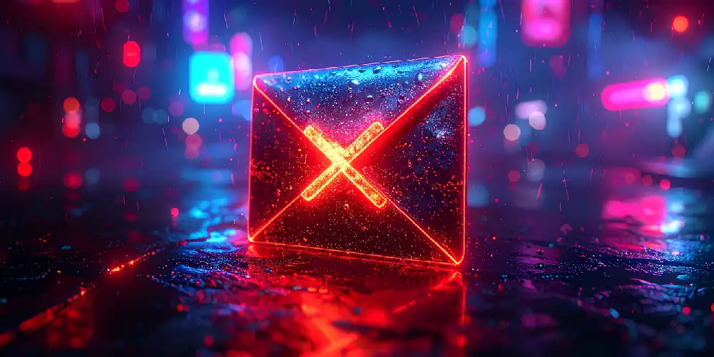 Digital Email Envelope With A Red Cross On The Back In A Digital Environment