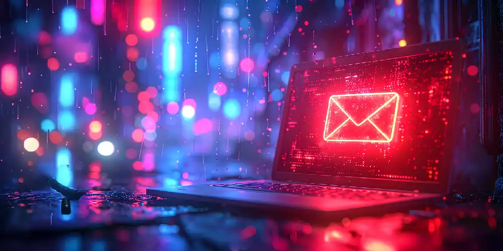 Red Email Envelope On A Laptop In A Digital Environment