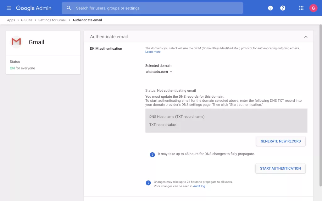 Google Workspace Dkim Screenshot 5
