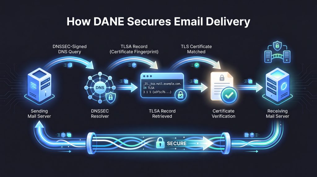 Una infografía que explica cómo Dane garantiza la entrega del correo electrónico