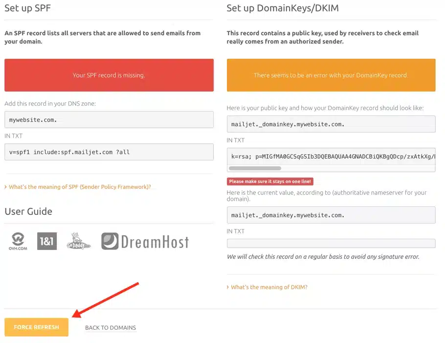 Mailjet Dkim Screenshot 6