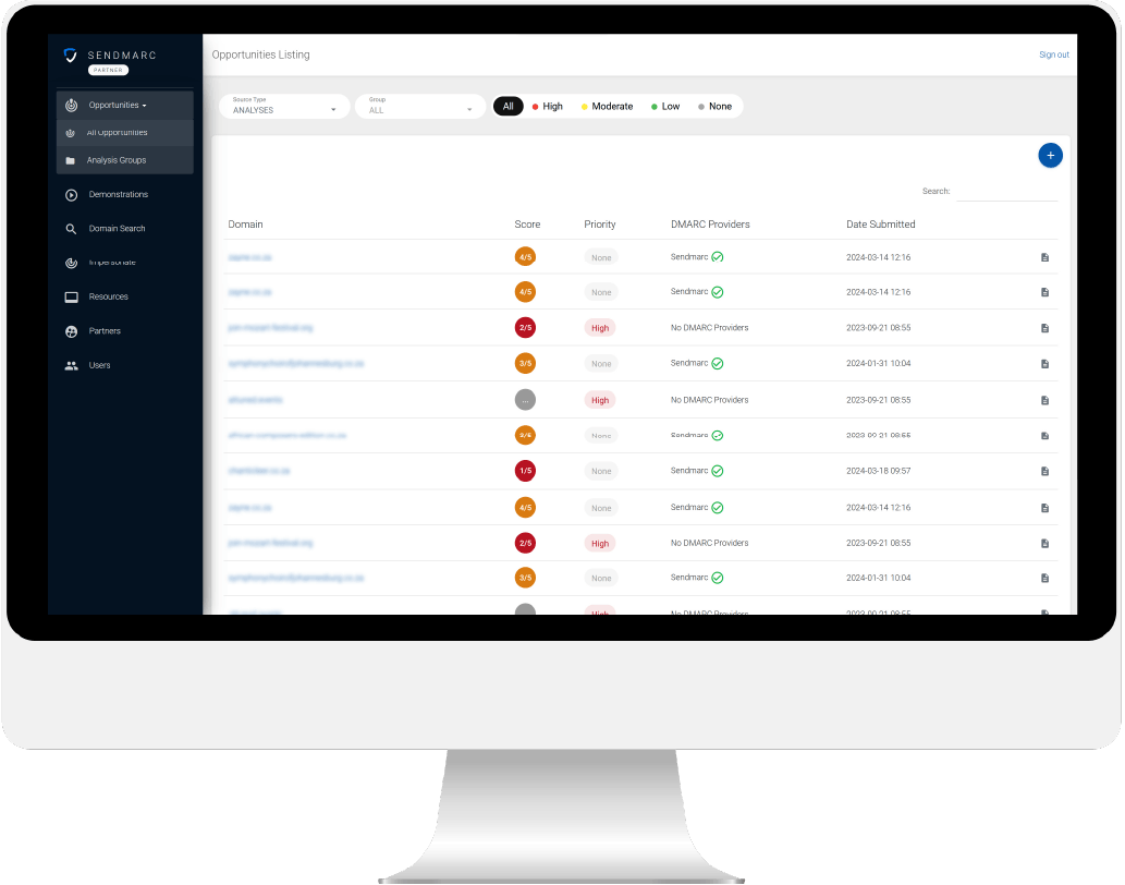 Sendmarc Partner Portal Dashboard