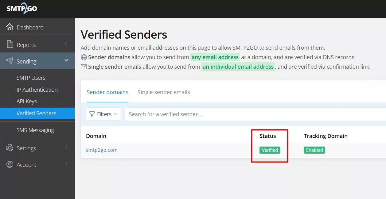 Smtp2Go Dkim Screenshot 4