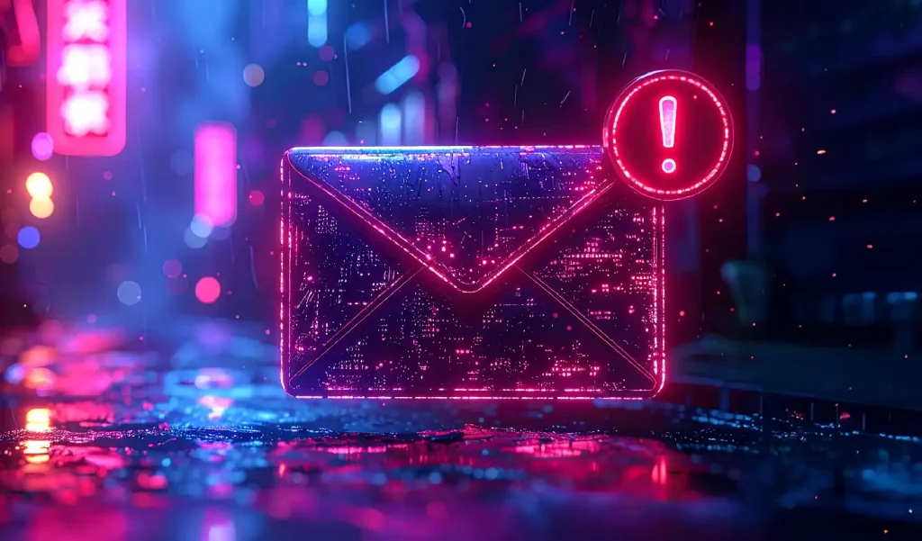 Bright Email Envelope In A Digital Environment With A Alert
