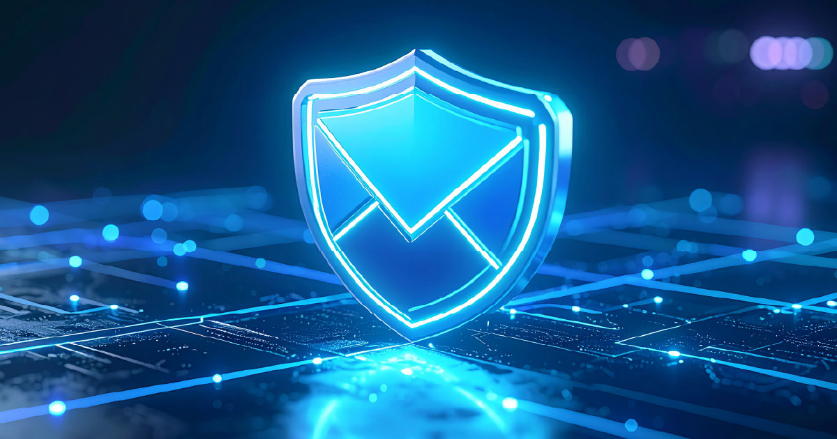 Digital shield with email symbol