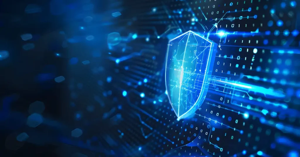 Building dmarc partnerships through our people, platform, and promise 2 Escudo digital sobre un fondo de datos