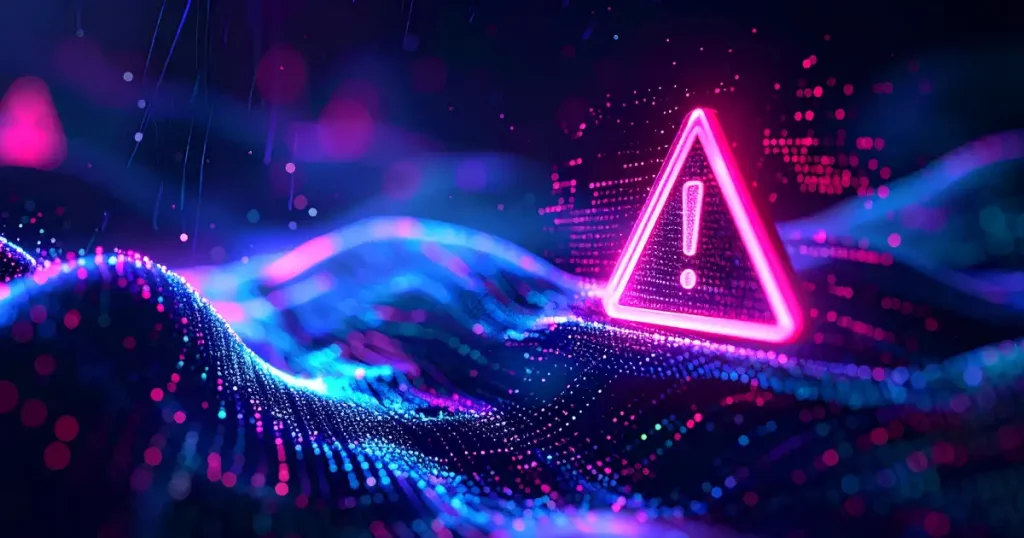 Neon Pink Digital Alert Icon In A Cyber Environment