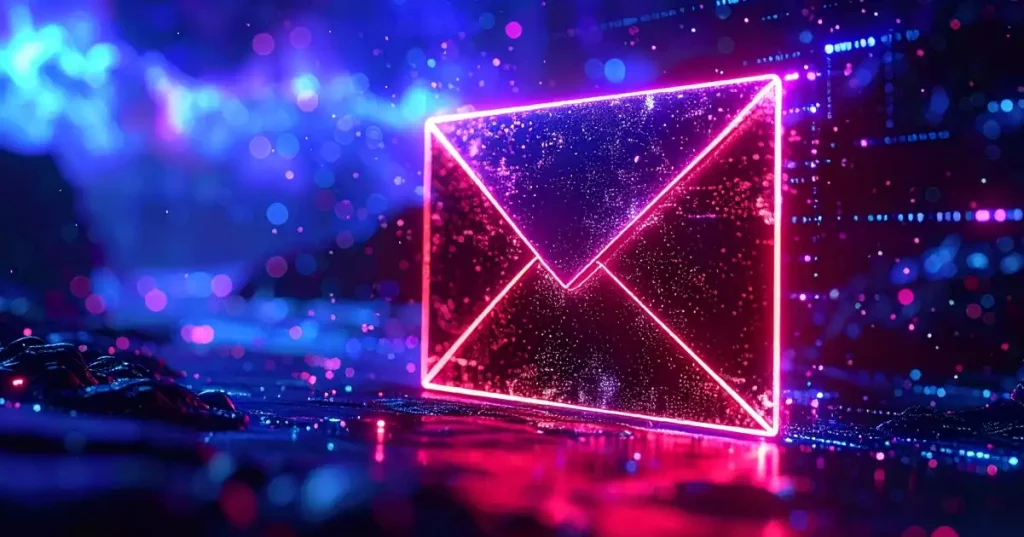 Sobre rojo para correo electrónico en un entorno digital