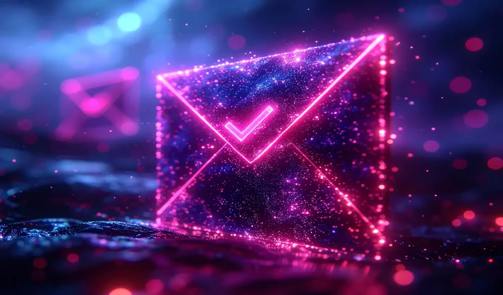Bright Email In Digital Environment With A Check Mark