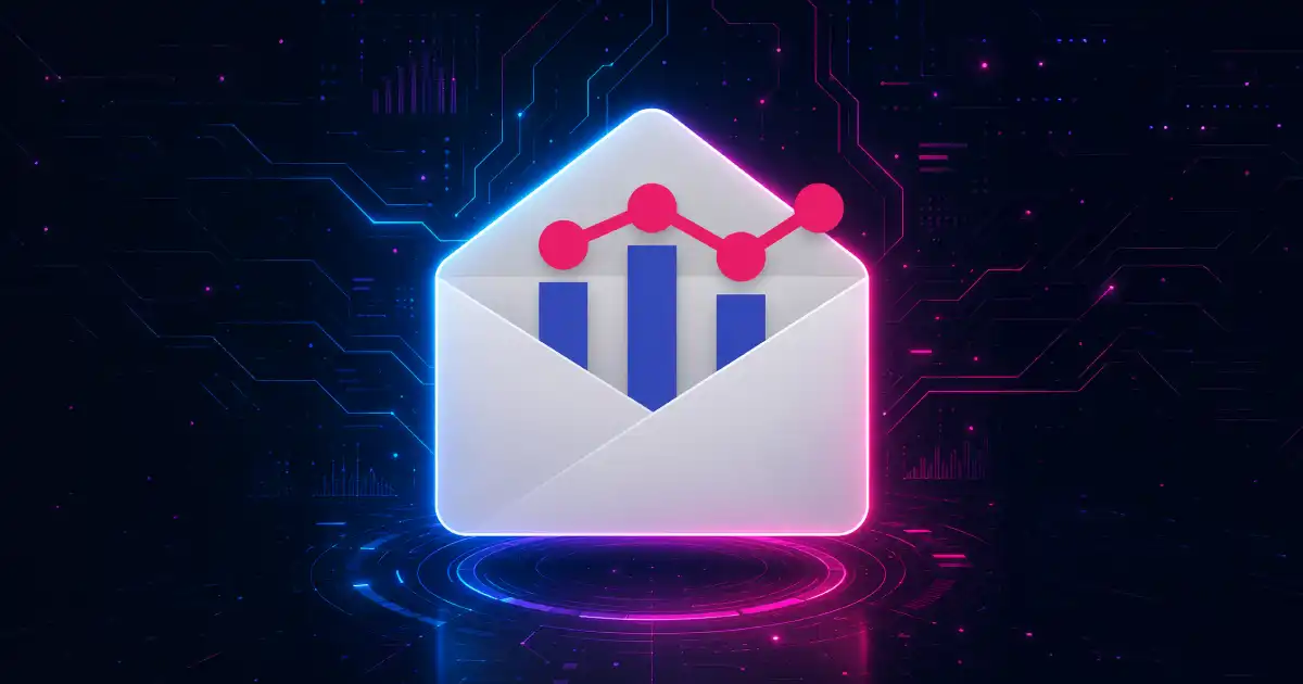 Digital blue an pink background with Google Postmaster Tool logo in the center