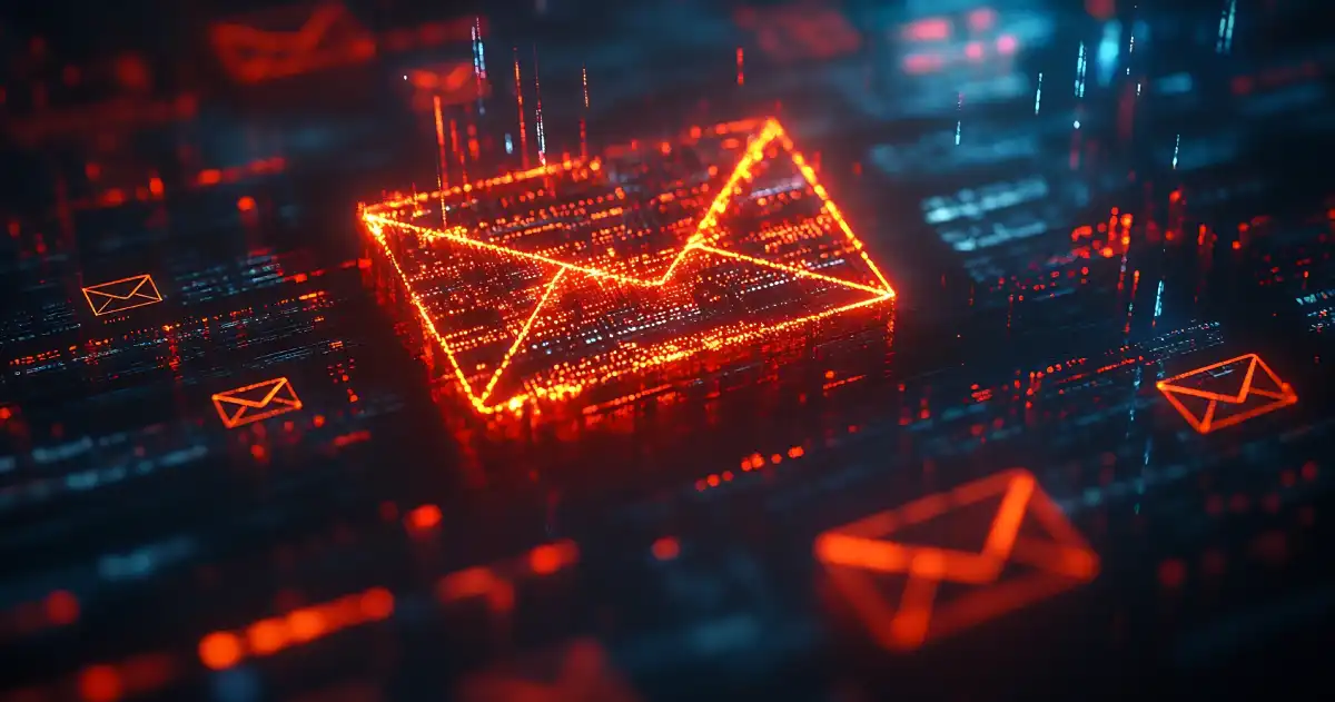 Red digital email envelopes