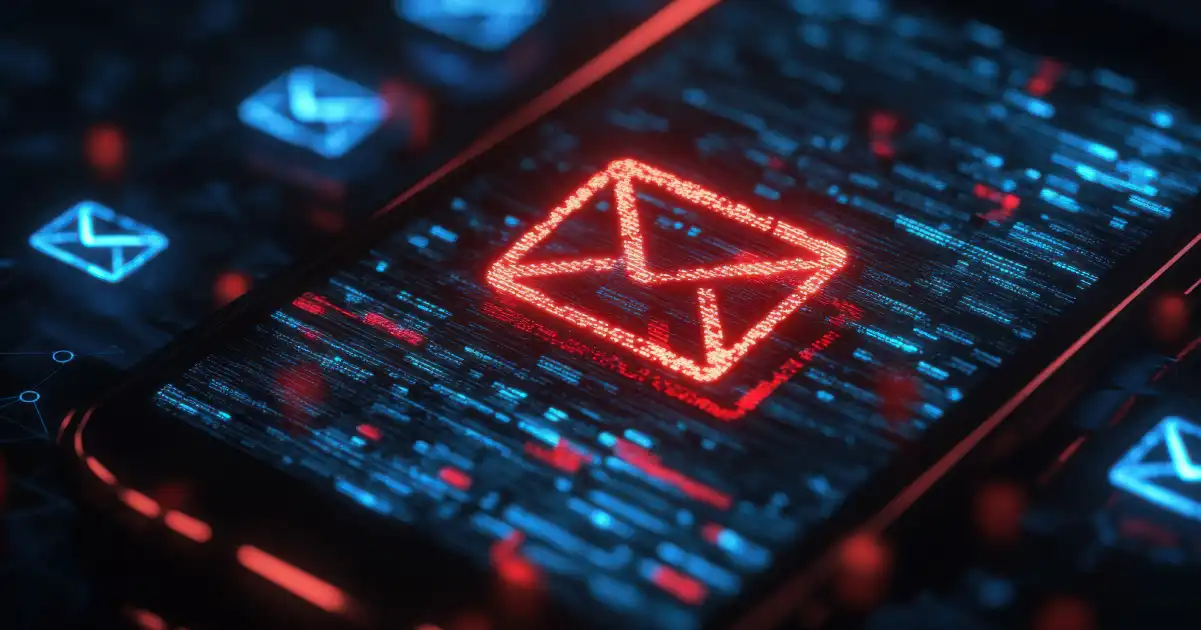 Icono rojo de correo electrónico en el móvil