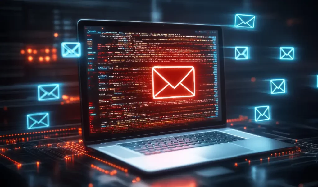 Red Email Icon On Laptop