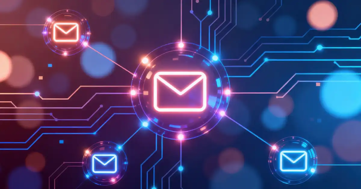 Email envelopes floating in cyber space