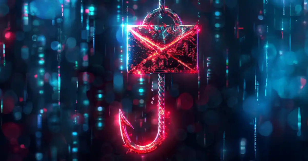 Sobre digital rojo con un anzuelo