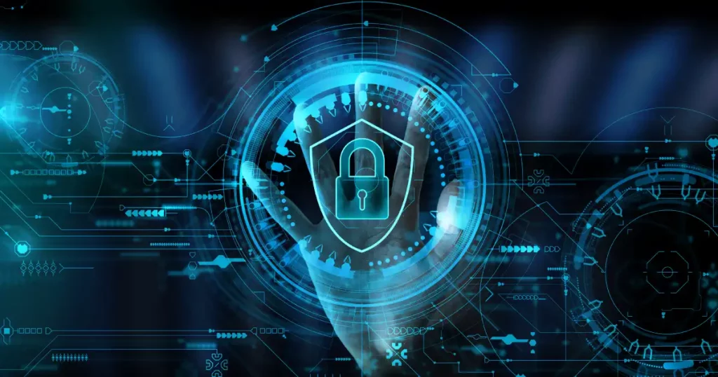 Why do we need dmarc? 1 Una mano detrás de un escudo digital con un candado