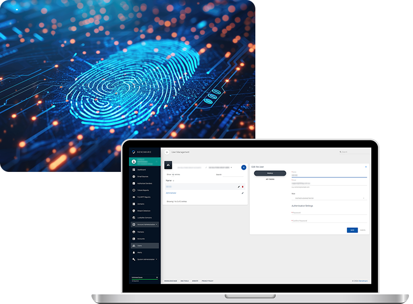 Sendmarc Customer Portal User Security Dashboard