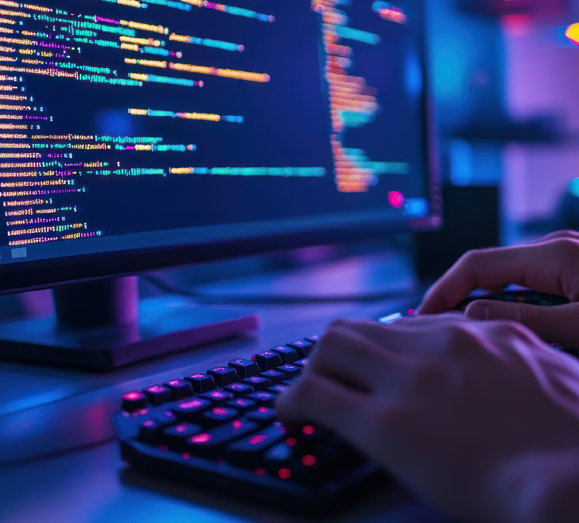 Person Coding On A Computer Screen