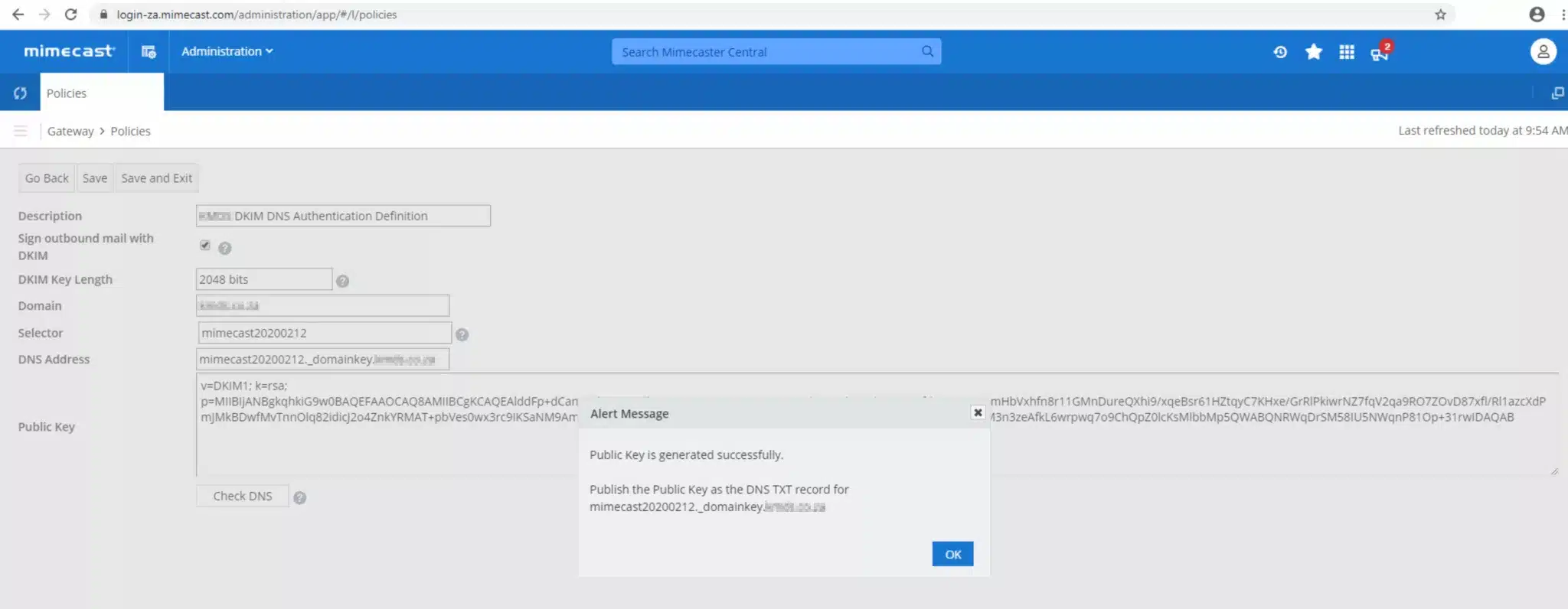 Mimecast Dkim Screenshot 7