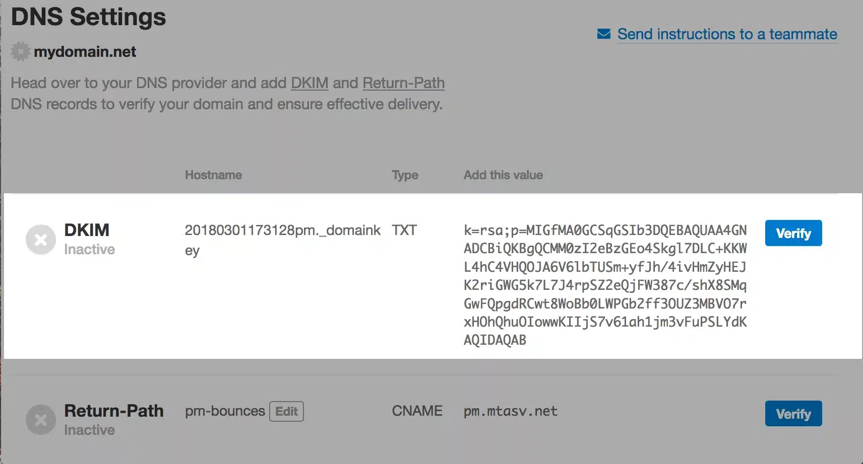 Postmak Dkim Screenshot 2