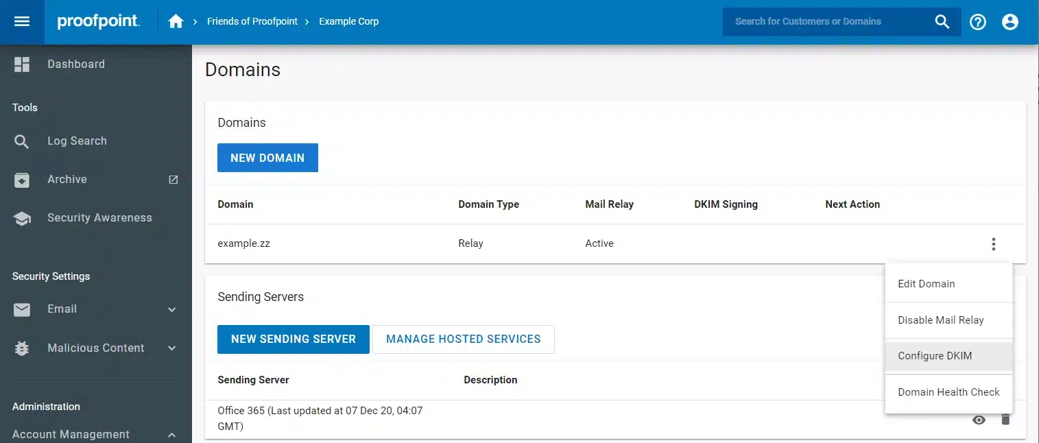 Proofpoint Dkim Screenshot 1