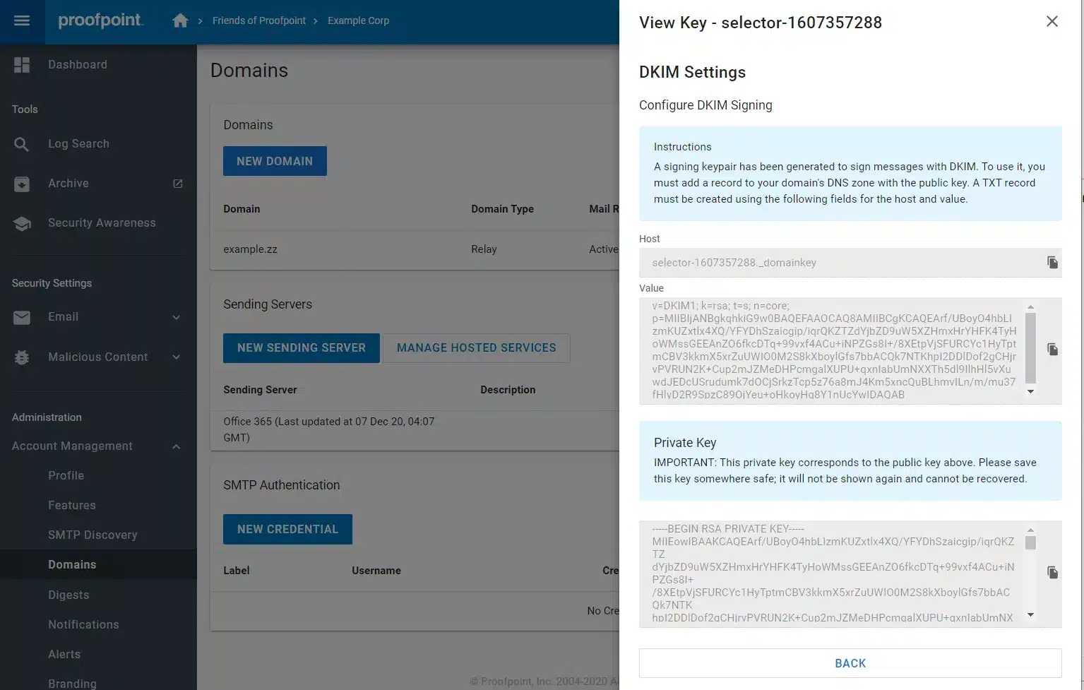 Proofpoint Dkim Screenshot 3
